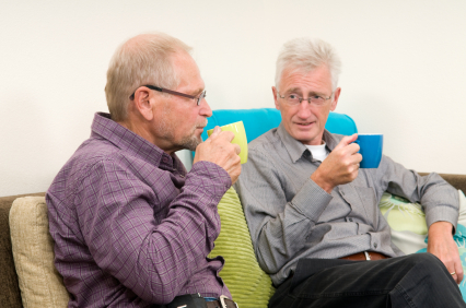 older men drinking coffee