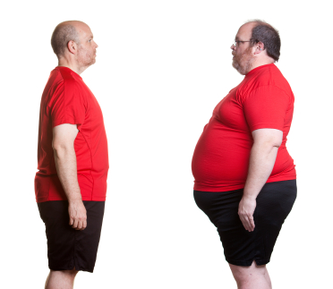 obese man before and after behavior changes